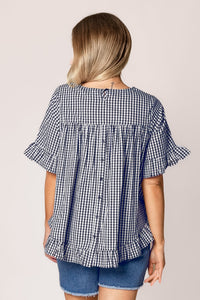 Lulu Gingham Top in Navy
