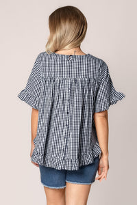 Lulu Gingham Top in Navy