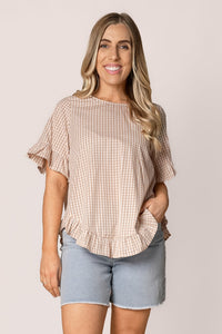 Lulu Gingham Top in Beige