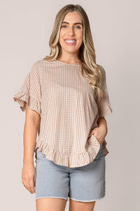 Lulu Gingham Top in Beige