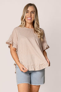 Lulu Gingham Top in Beige