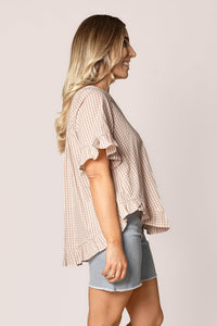 Lulu Gingham Top in Beige