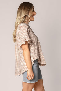 Lulu Gingham Top in Beige