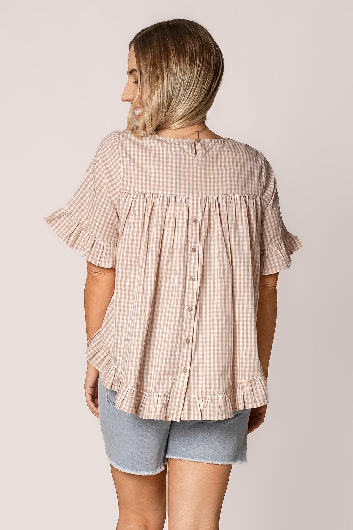 Lulu Gingham Top in Beige