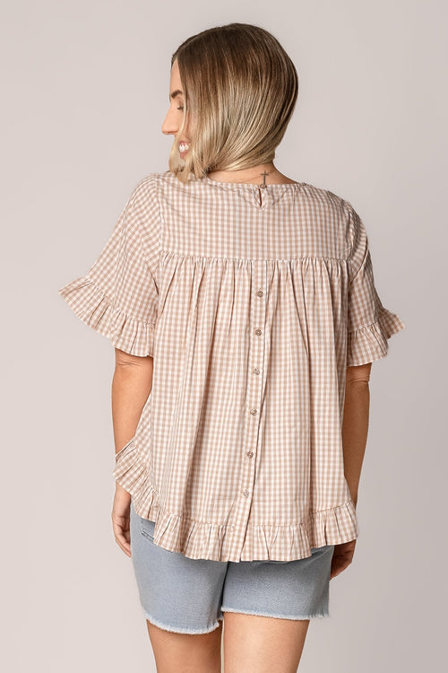 Lulu Gingham Top in Beige