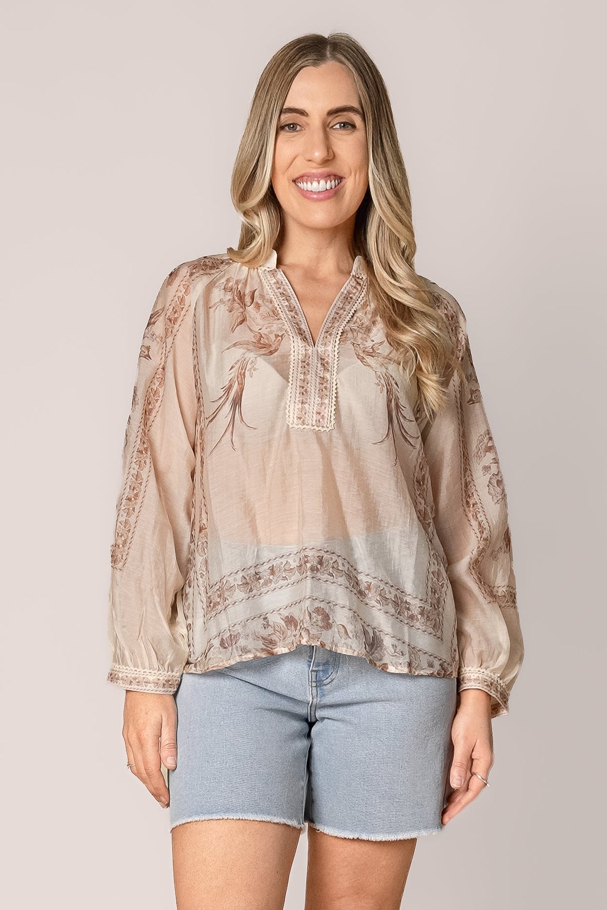 Nashi Floral Top in Ivory