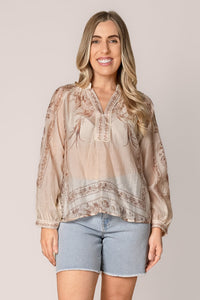 Nashi Floral Top in Ivory