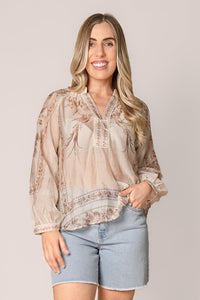Nashi Floral Top in Ivory