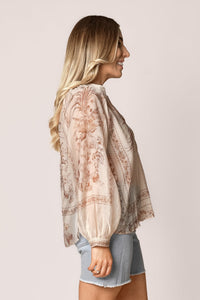 Nashi Floral Top in Ivory