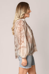 Nashi Floral Top in Ivory