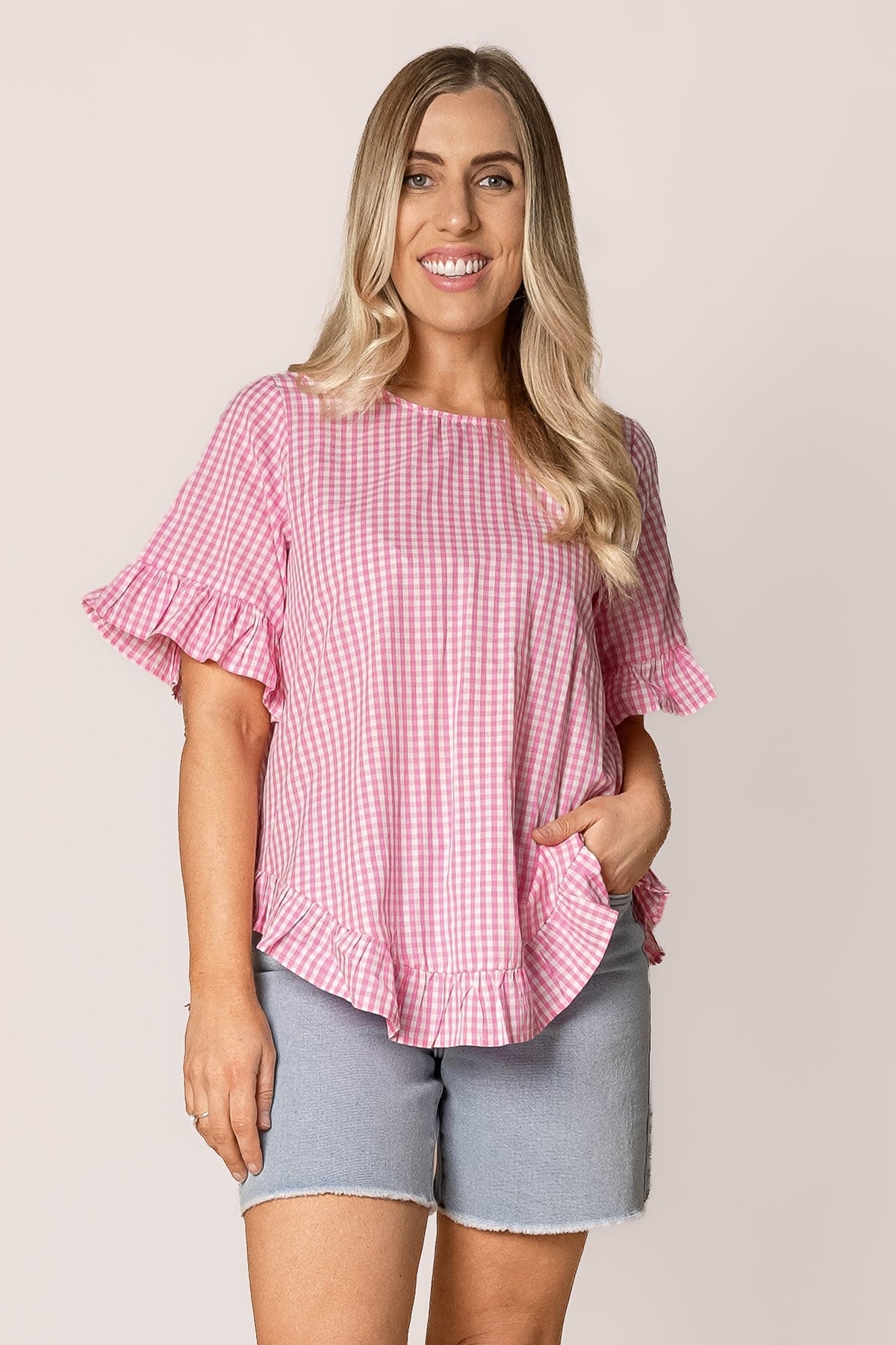 Lulu Gingham Top in Pink