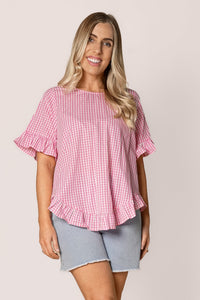Lulu Gingham Top in Pink