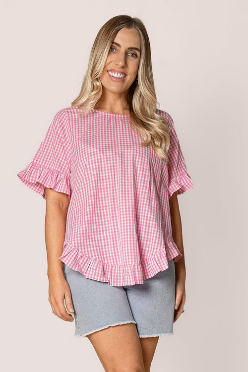 Lulu Gingham Top in Pink