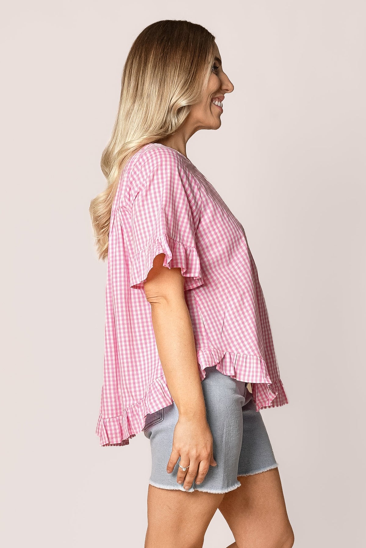 Lulu Gingham Top in Pink