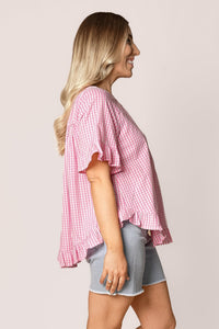 Lulu Gingham Top in Pink