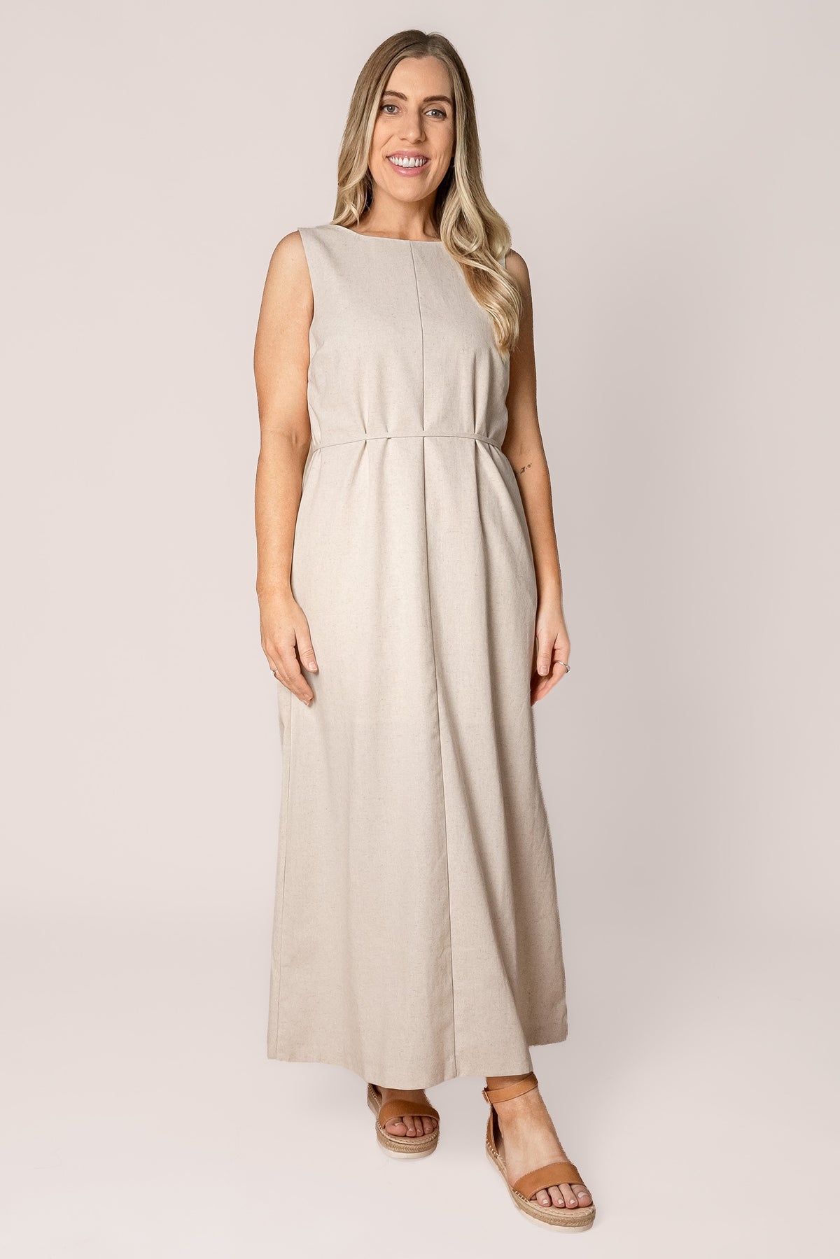 Tallow Tie Maxi Dress in Natural - Silent Theory