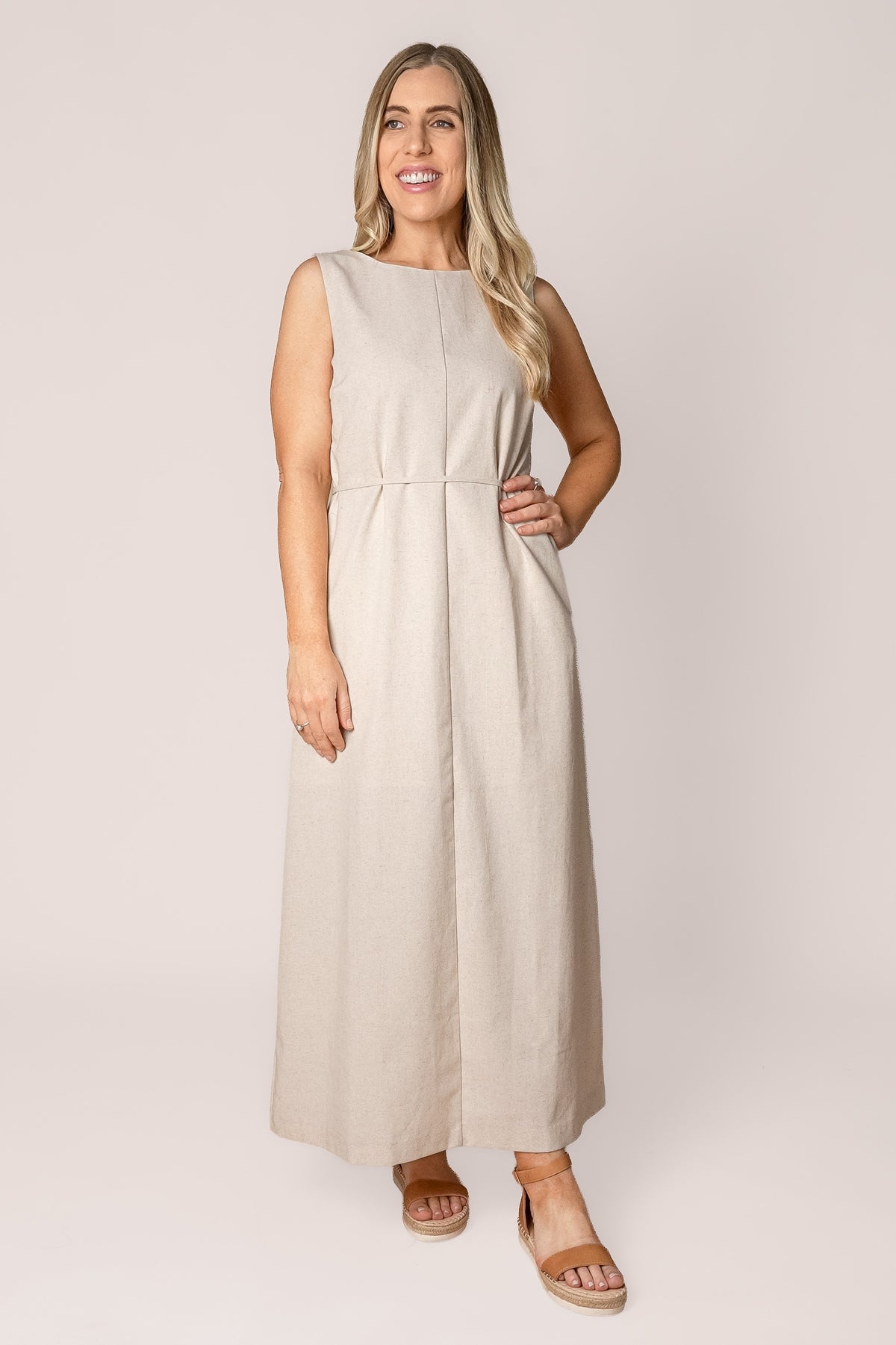 Tallow Tie Maxi Dress in Natural - Silent Theory