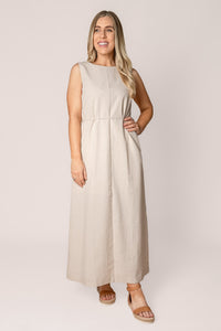 Tallow Tie Maxi Dress in Natural - Silent Theory