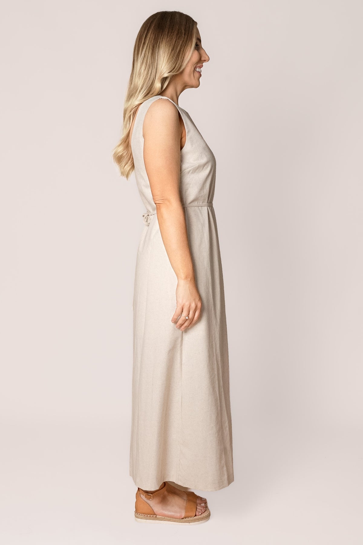 Tallow Tie Maxi Dress in Natural - Silent Theory