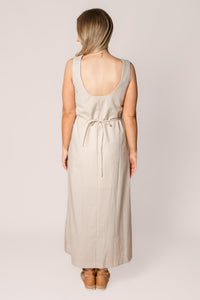 Tallow Tie Maxi Dress in Natural - Silent Theory