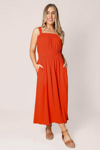 Dandelion Midi Dress in Tangelo - Foxwood