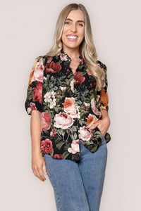 Zilla Floral Top in Black Multi