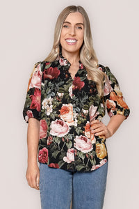 Zilla Floral Top in Black Multi
