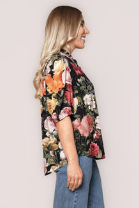Zilla Floral Top in Black Multi