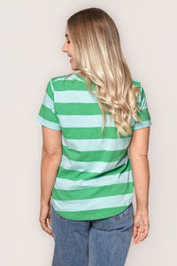 Spritz Stripe S/S Tee in Greenbriar/Blue - Elm
