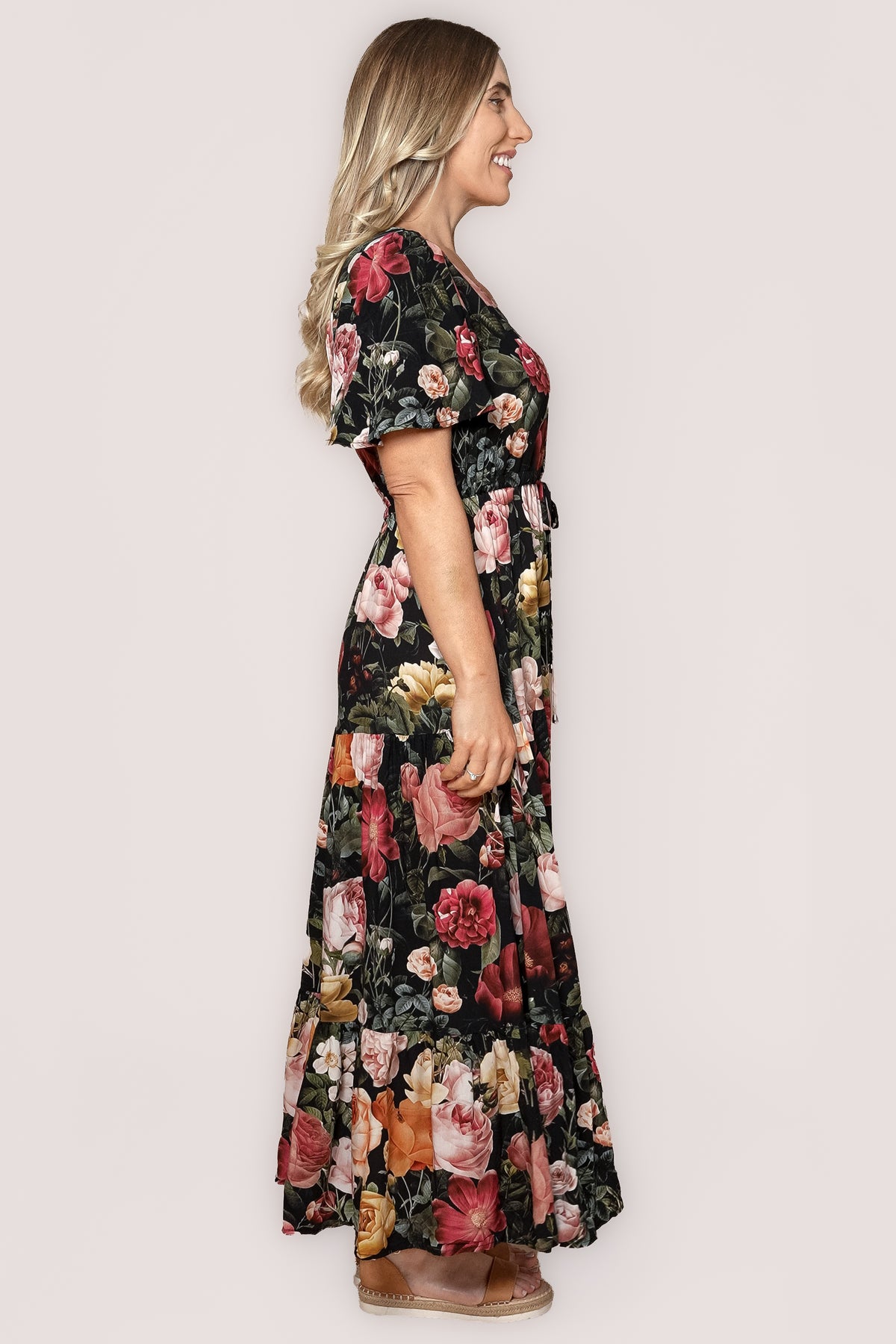 Pia Maxi Dress in Black Multi
