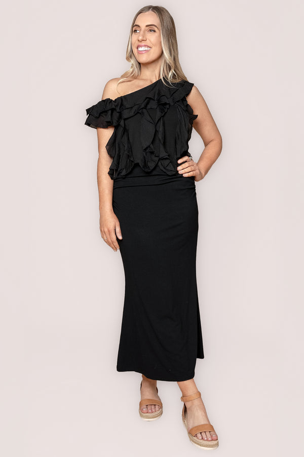 Cruise Midi Skirt in Black