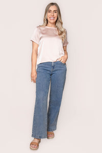 Nadine S/S Satin Tee in Pink