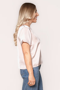 Nadine S/S Satin Tee in Pink