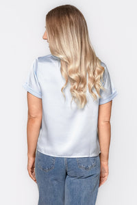 Nadine S/S Satin Tee in Baby Blue