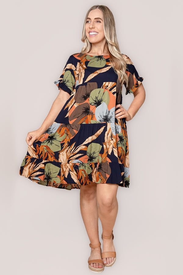 Eve Floral Dress in Navy Multi
