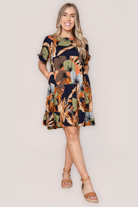 Eve Floral Dress in Navy Multi
