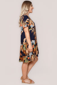 Eve Floral Dress in Navy Multi