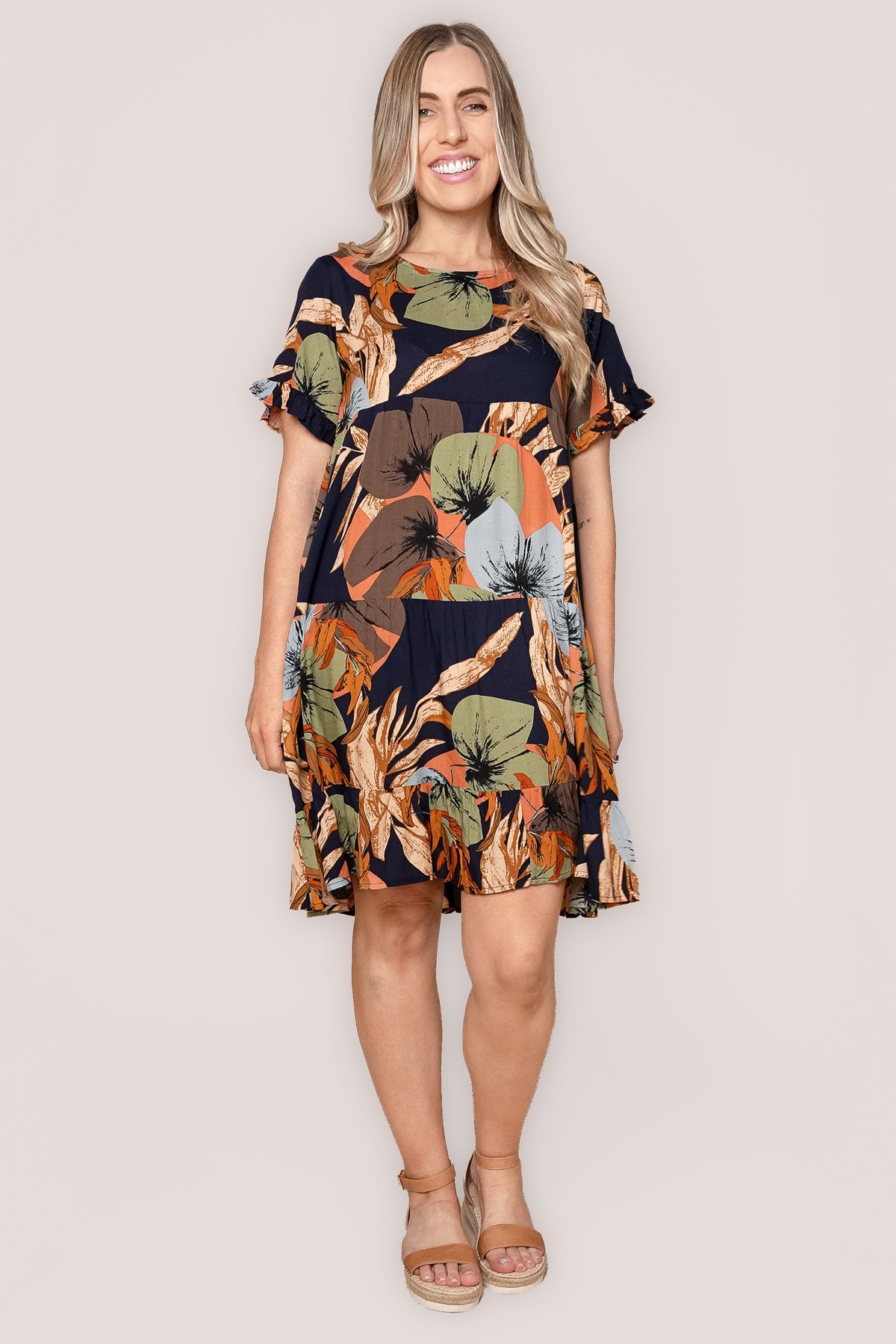 Eve Floral Dress in Navy Multi
