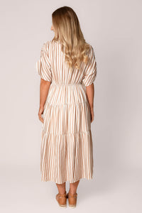 Allie Striped Midi Dress in Mocha