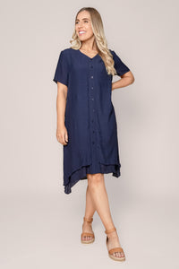 Ashley Double-Layered Dress in Navy