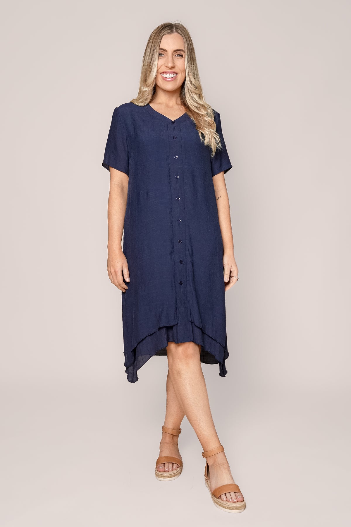 Ashley Double-Layered Dress in Navy