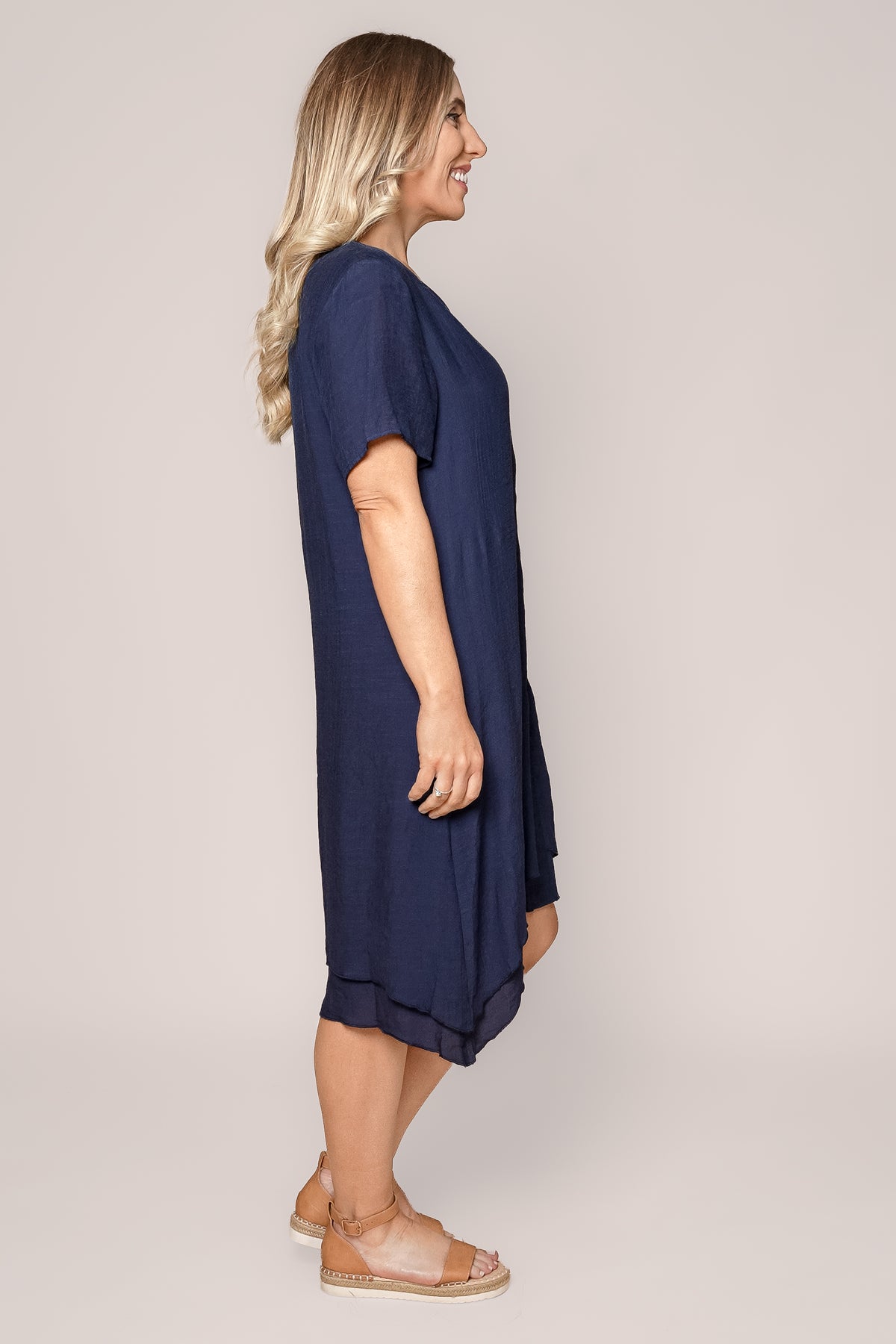 Ashley Double-Layered Dress in Navy