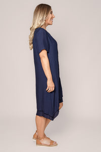 Ashley Double-Layered Dress in Navy