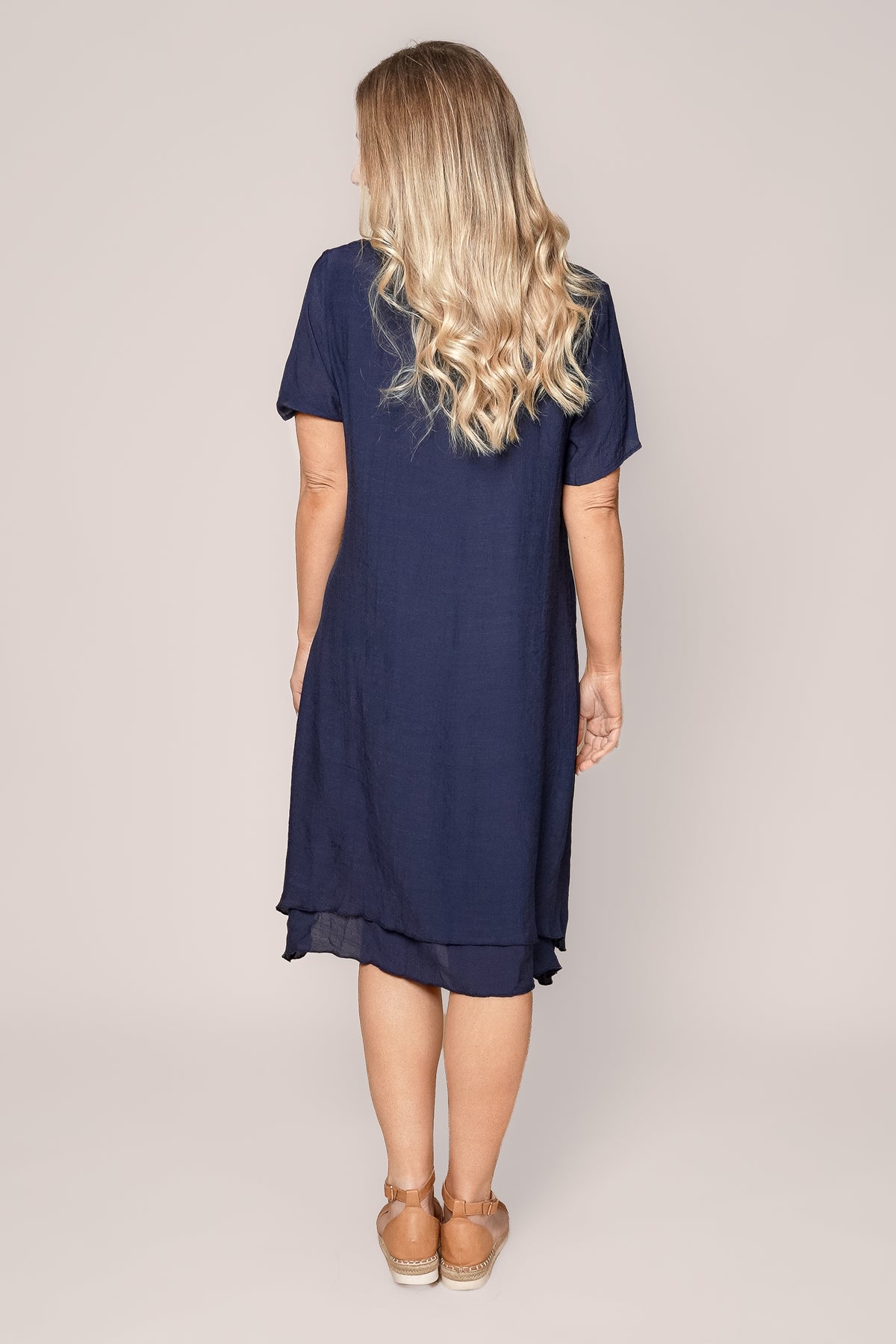 Ashley Double-Layered Dress in Navy