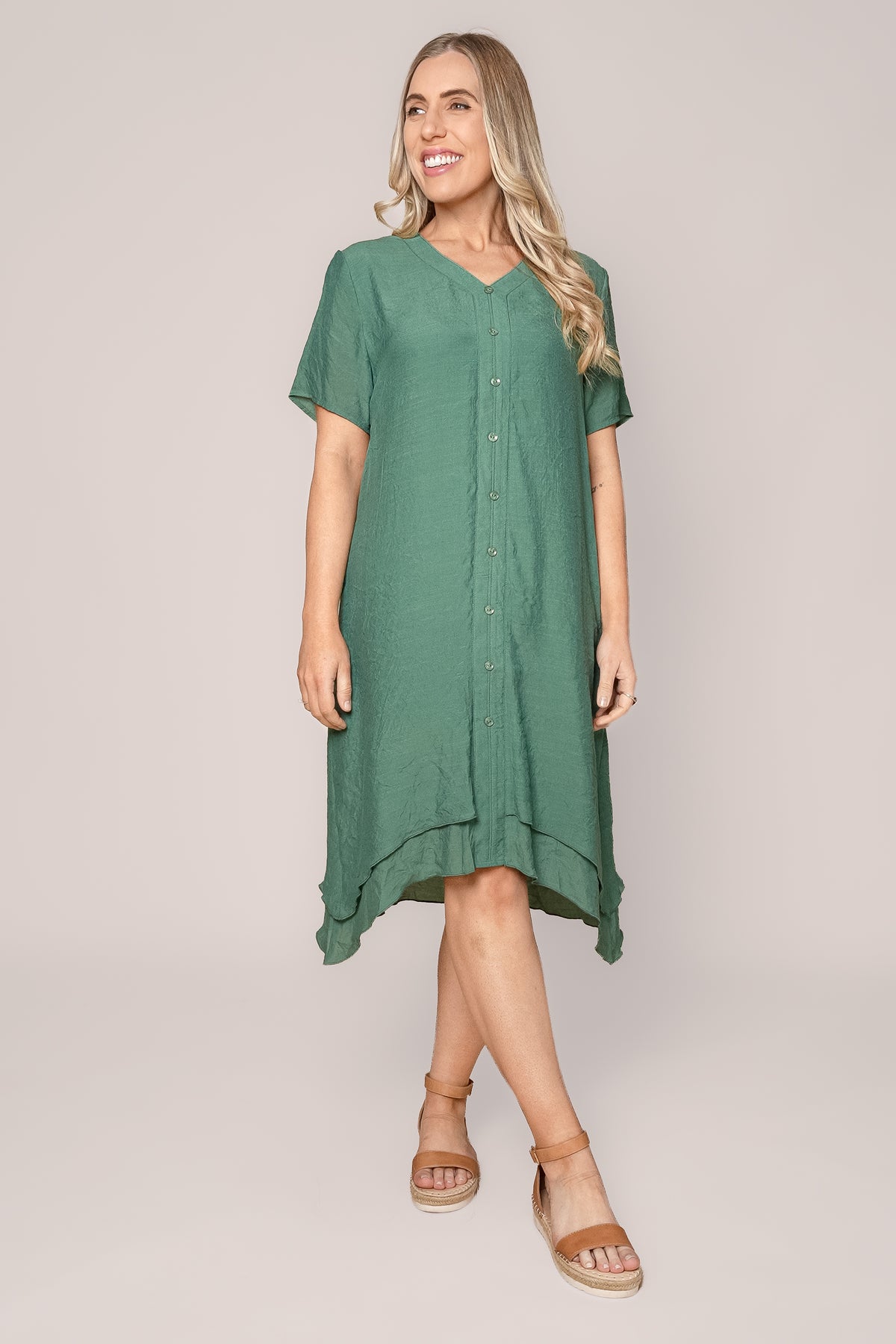 Ashley Double-Layered Dress in Green
