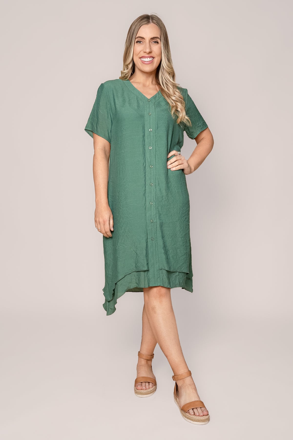 Ashley Double-Layered Dress in Green