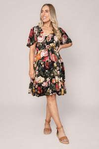 Orlina Floral Dress in Black