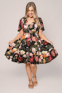 Orlina Floral Dress in Black