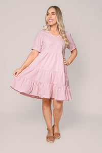 Yansi Gingham Dress in Pink