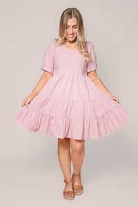 Yansi Gingham Dress in Pink